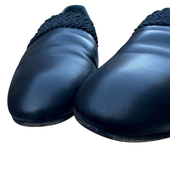 Loewe Black Leather Mules Flats Slip On Size 38 Pointed Toe Designer Old Money - Picture 9 of 13